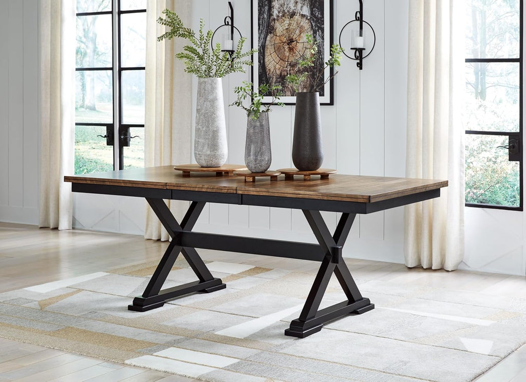 Signature Design by Ashley Wildenauer Dining Extension Table, 78" W, Black & Dark Brown H4115