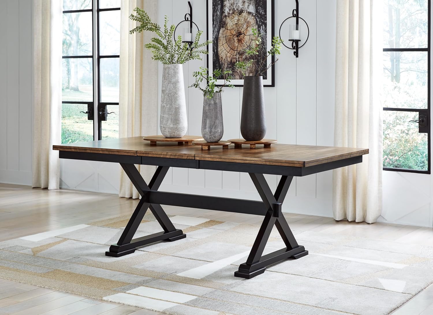 Signature Design by Ashley Wildenauer Dining Extension Table, 78" W, Black & Dark Brown H4115