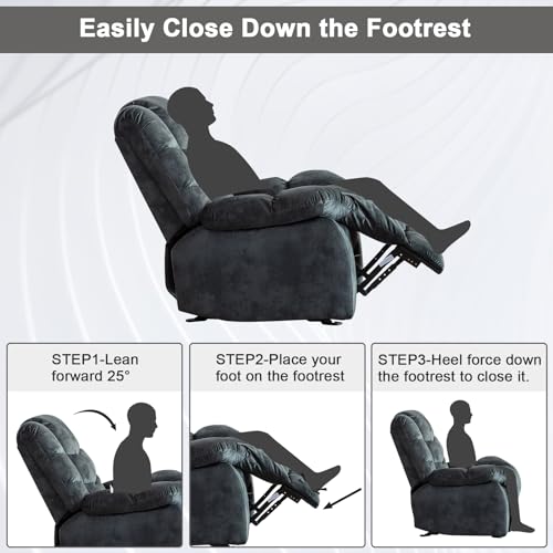 Manual Recliner Chair, Soft Fabric Padded Backrest and Armrests, Heavy Duty Single Sofa T582069