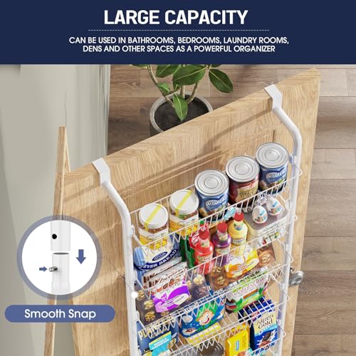 Over The Door Pantry Organizer, 6-Tier Metal Hanging Spice Rack, Black B240614