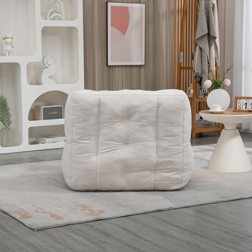 roomfitters Fluffy Bean Bag Chair with Memory Foam and Ottoman, Blue O153