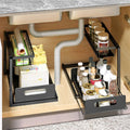 2 Pack Under Sink Organizers and Storage, Metal Slide Out Kitchen Cabinet Organizer with Sliding Drawer Pull Out Sink Shelf Cabinet Storage Shelves Multi-Use for Kitchen Bathroom Organization