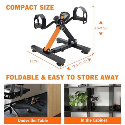 Under Desk Bike Pedal Exerciser, Adjustable & Foldable, with Suction Cup Feet U94547
