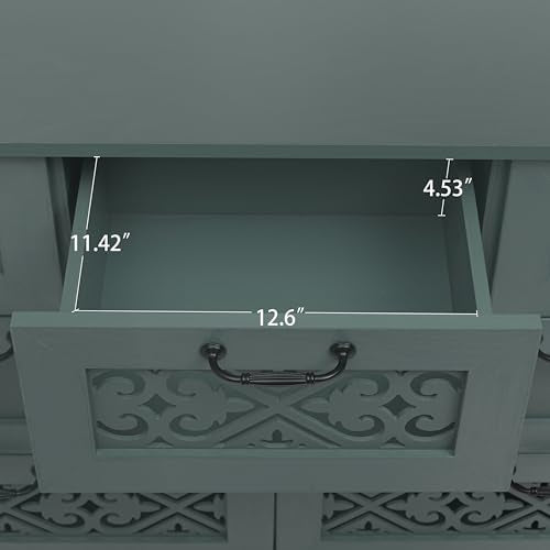 Farmhouse Sideboard Cabinet with 3 Doors and 3 Drawers, Blue Q824