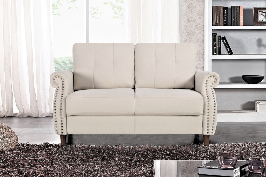 Uspridefurniture Matsuko 2Pcs Living Room Set, Loveseat and Sofa, Beige E376