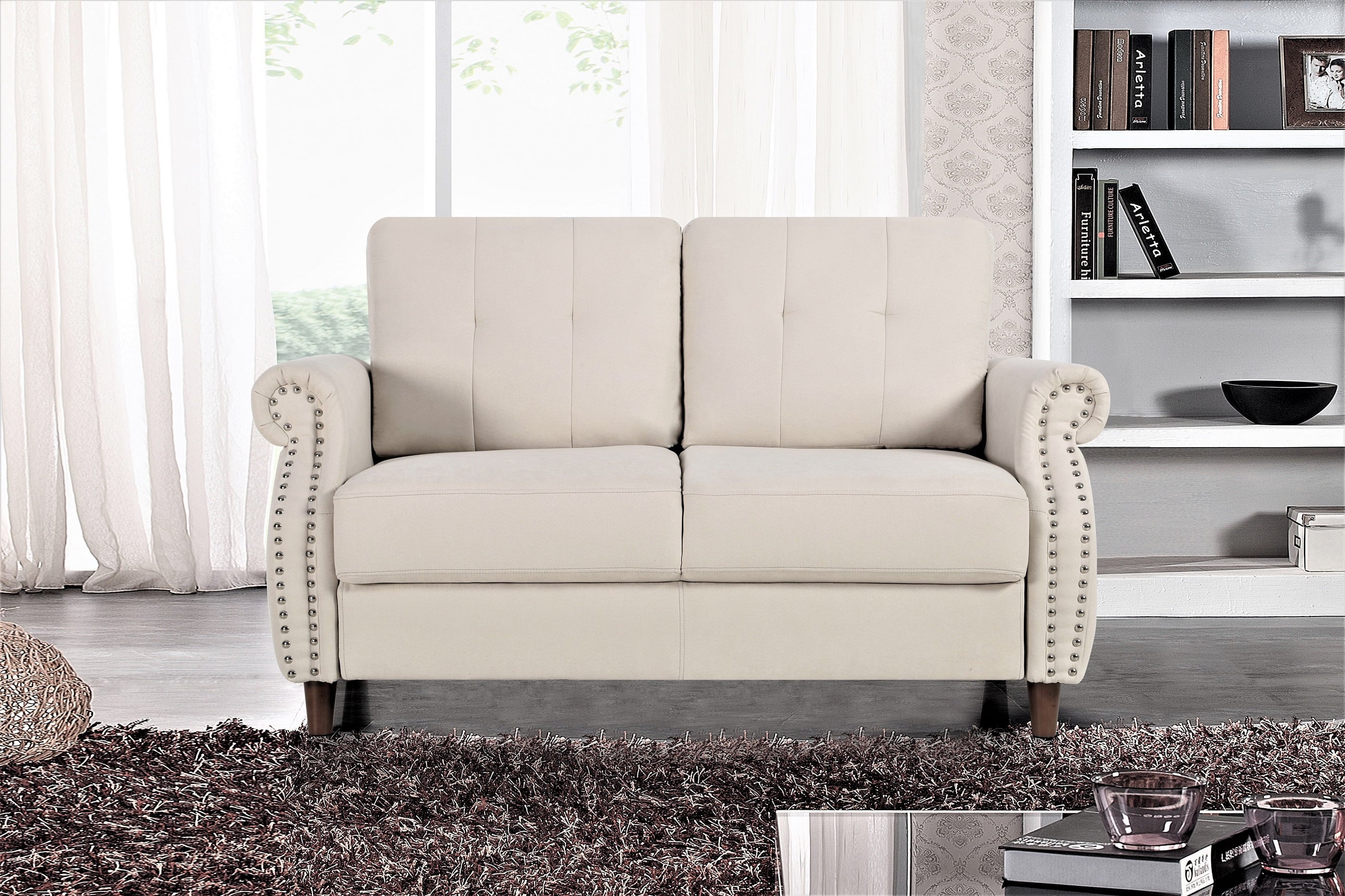 Uspridefurniture Matsuko 2Pcs Living Room Set, Loveseat and Sofa, Beige E376