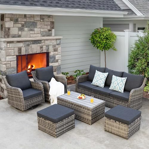 14 Pieces Modular Patio Furniture Set with Coffee Table, Brown Rattan Outdoor Sectional Q240660