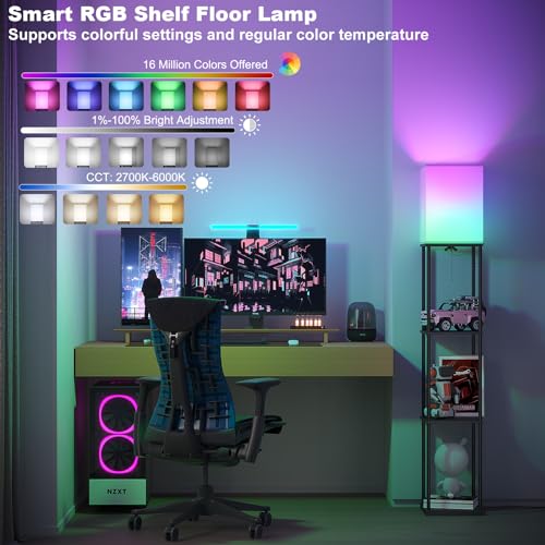 SUNMORY Shelf Floor Lamp with 3-Way Dimmable LED Bulb, White L622
