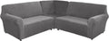 TOPCHANCES 3-Piece L Shape Sofa Slipcover, Sectional Couch Cover with a Middle Console, 7 Seat Velvet Corner Sofa Cover, Grey