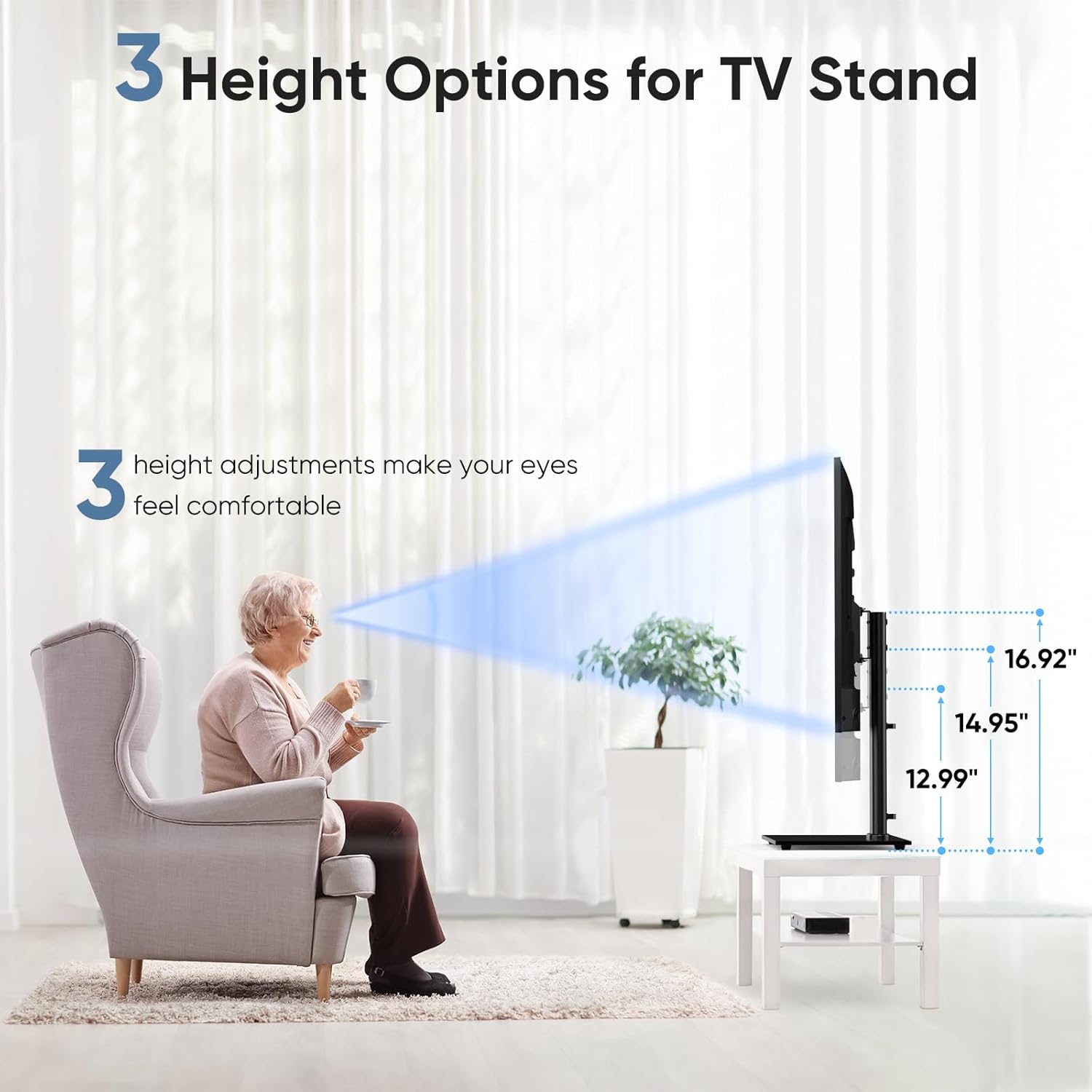 OLIXIS Universal TV Mount Stand for 26-55 inch TVs, Height Adjustable, Tempered Glass Base E252282