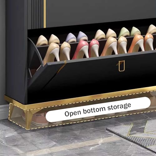 Shoe Storage Cabinet 4-Tier Narrow with Flip Down Drawers for Entryway W608
