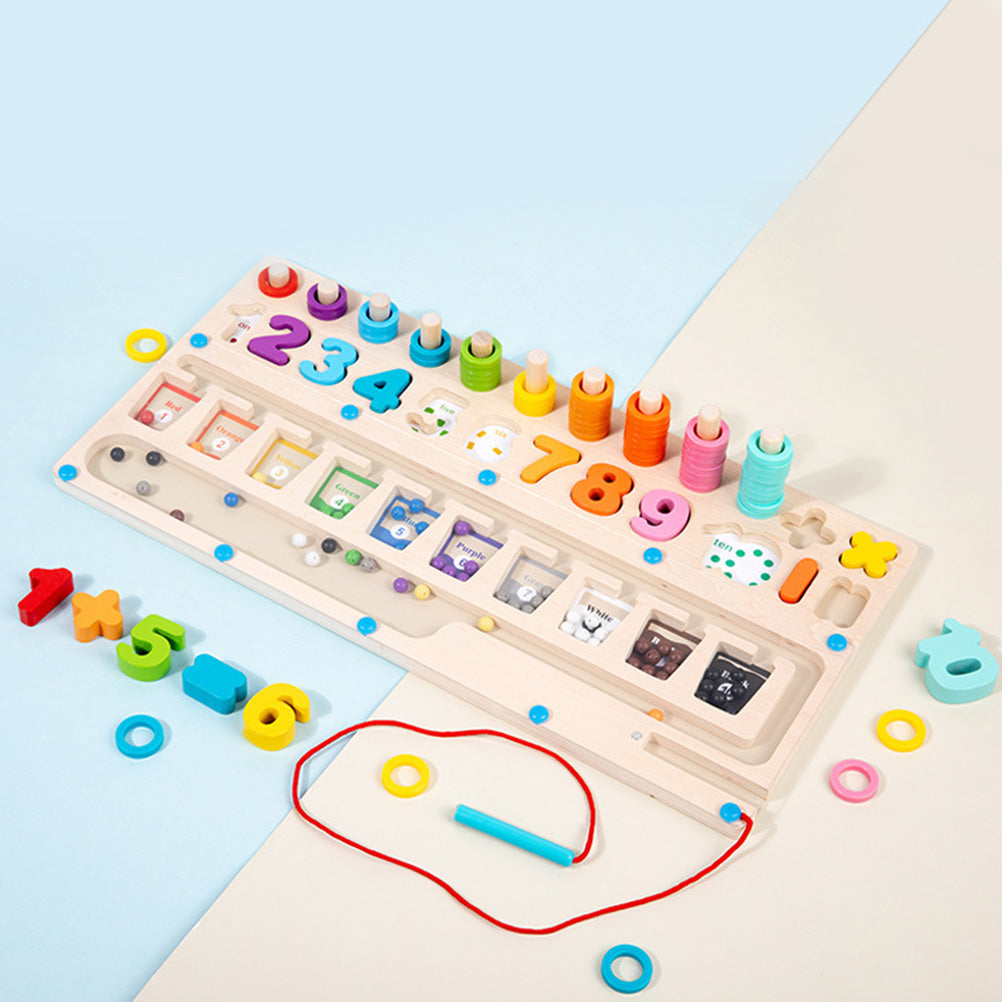 Montessori Wooden Building Blocks Puzzle Pen for Toddlers A13724