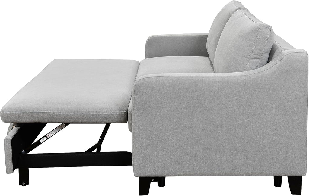 69" 3 in 1 Convertible Queen Sleeper Sofa Bed, Modern Fabric Loveseat Futon, Light Gray M509
