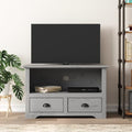 XAVIER Entertainment Center Television Stands Tv Table Tv StandTV Stand with 2 Drawers BODO Gray 35.8"x16.9"x22" Solid Wood Pine Suitable for Office, Meeting Room, Living Room, Hallway