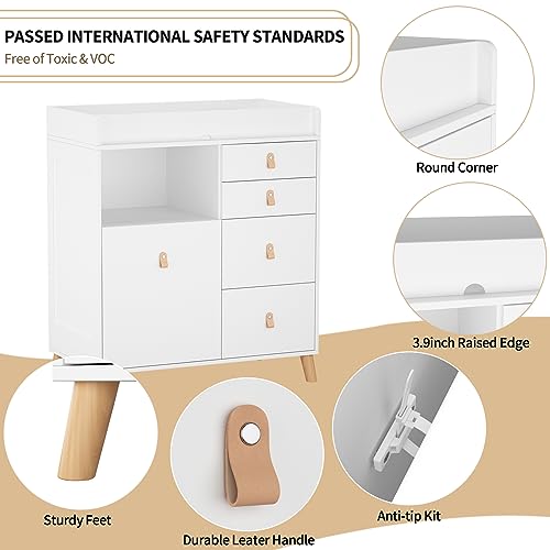 Baby Changing Table Dresser with Drawers & Shelf, White O5787