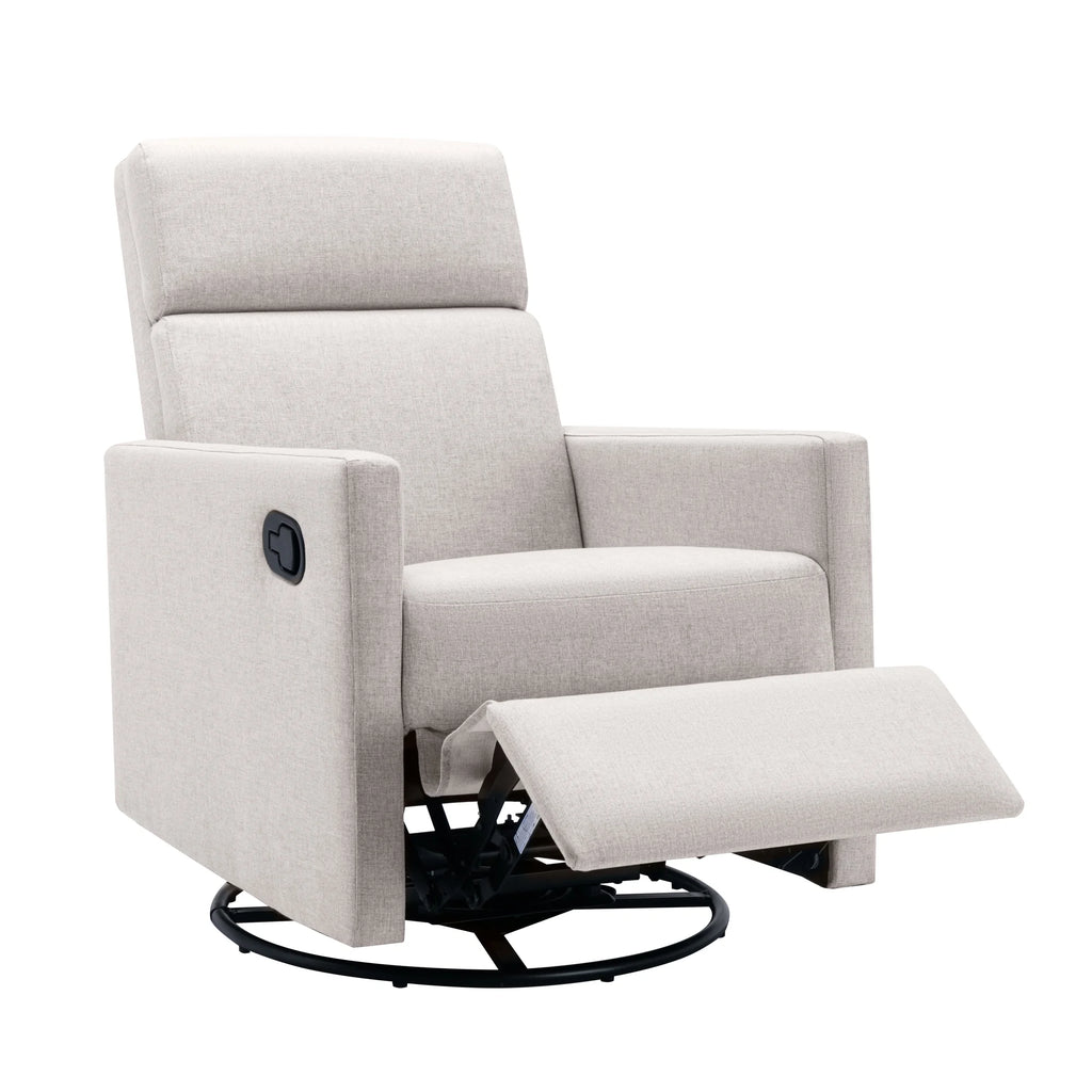 Paproos Swivel Rocker Recliner, Upholstered Fabric Chair for Nursery, Tan S83295