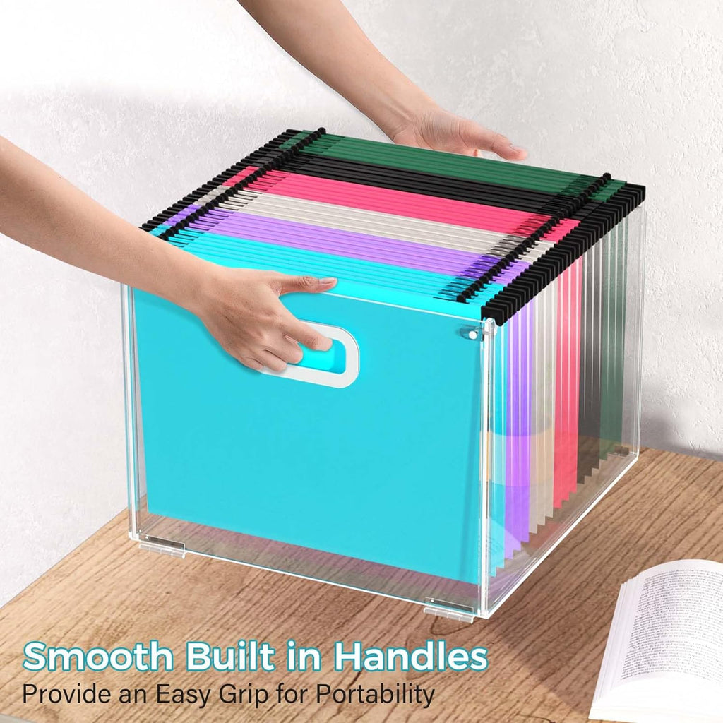 Acrylic File Box Organizer with Handle, Letter Size L585