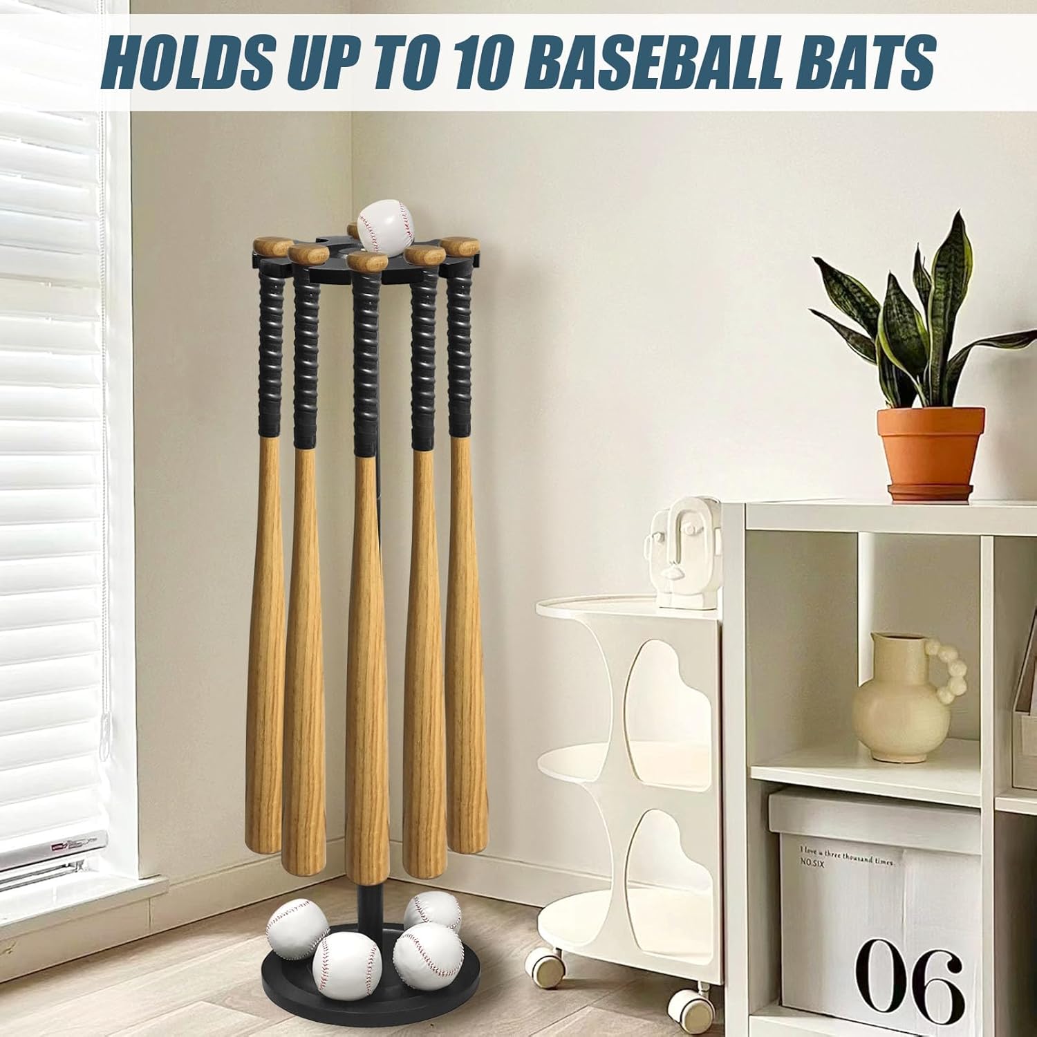 Wooden Baseball Bat Holder Storage Rack for 10 Bats R33171