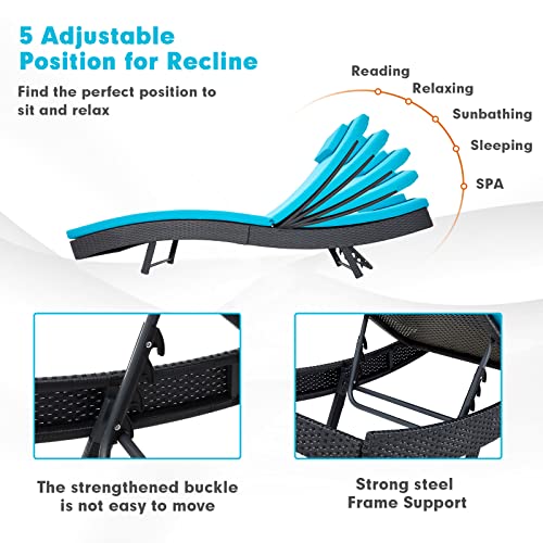 Incbruce Patio Chaise Lounge Chairs Set of 2, Outdoor Reclining with Adjustable Backrest F6127