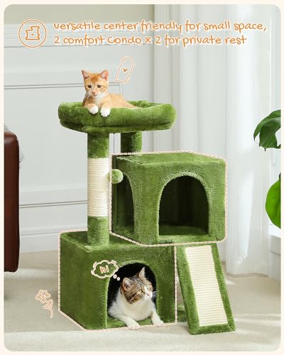 PAWZ Road Large Cat Tree 41 Inches Multi-Level Cat Tower with 2 Condos and Hammock H359270