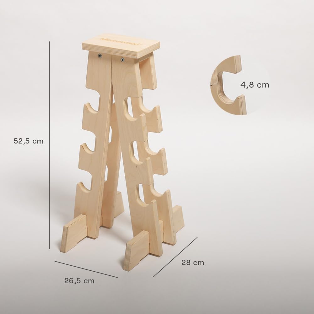 Stone Dumbbell Holder Wooden 6 Weights N921250