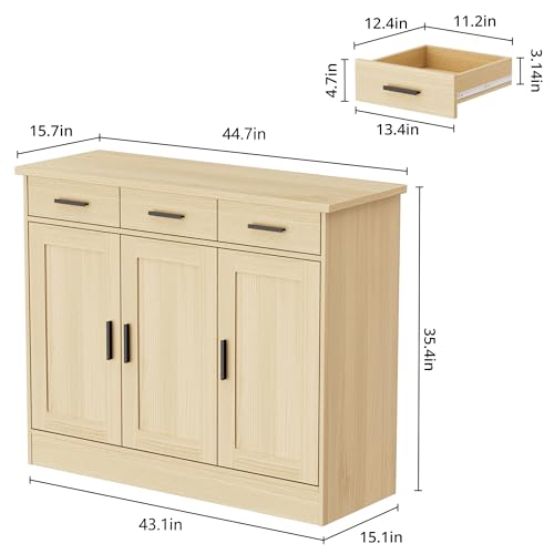 Oak Buffet Cabinet with 3 Drawers and 3 Doors B4554