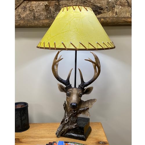 Rivers Edge Products Rustic Deer Table Lamp, Hand Painted Poly Resin, 40 Watt Bulb Included B2683