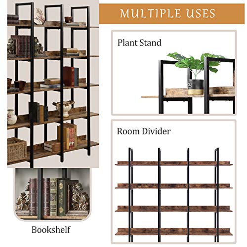 5-Shelf Bookcase, Modern Industrial Open Bookshelf, Black Y638