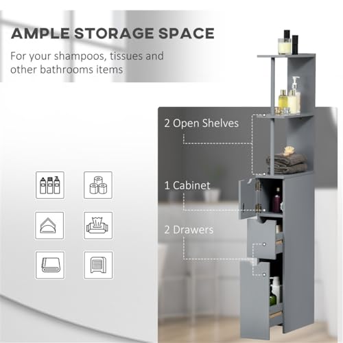 Slim Bathroom Cabinet with 3 Drawers Freestanding Narrow Storage Shelf I7068