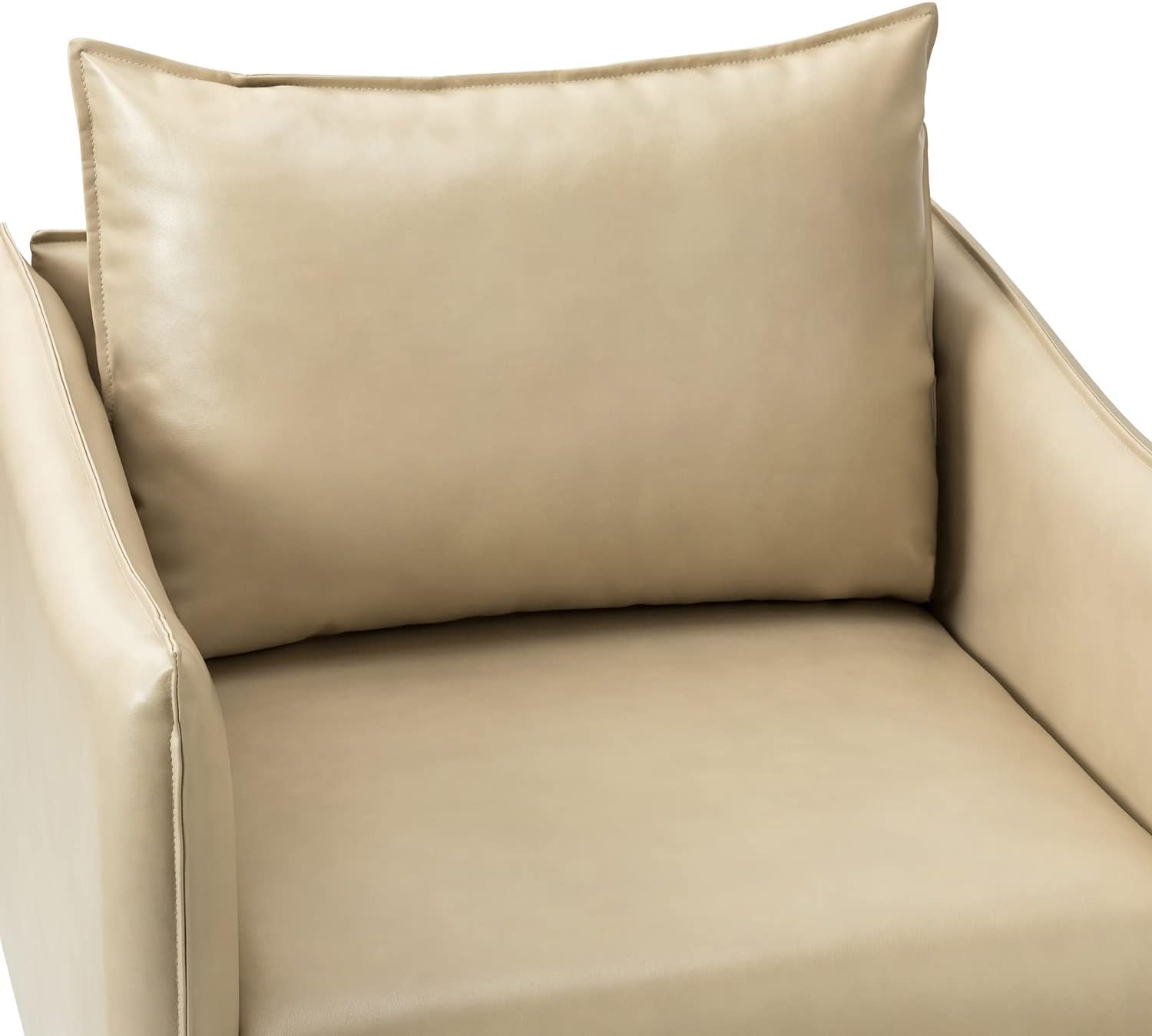 Leather Armchair Set of 2, Modern Accent Chairs with Cushion, Beige X495353