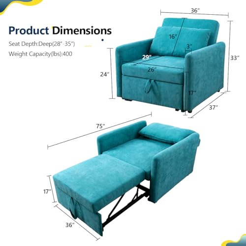 Convertible Sofa Bed Chair, Red B916