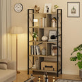 IDEALHOUSE 5 Tier Bookshelf with Storage, 61 Inch Tall Industrial Book Shelf with Open Display Bookshelves, 5 Shelf Bookcase with Metal Frame for Living Room, Bedroom and Home Office-Rustic Brown