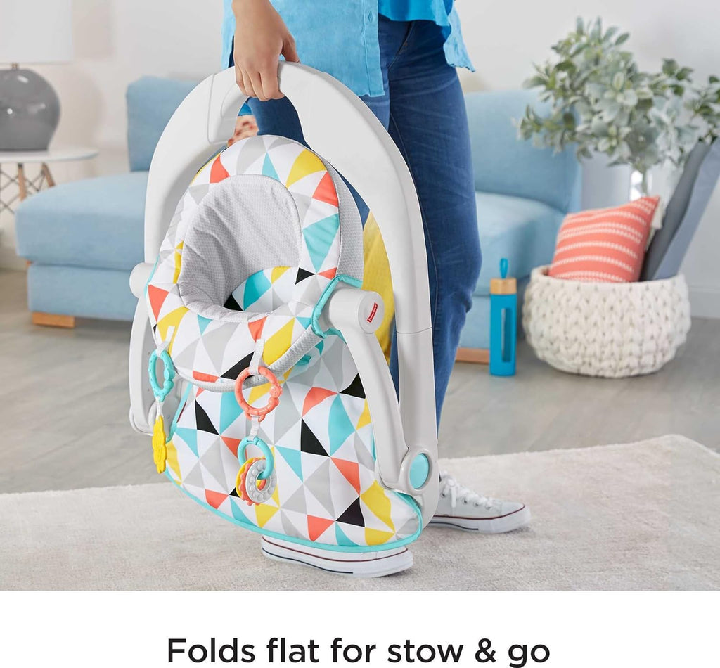 Fisher-Price Portable Baby Chair Sit-Me-Up Floor Seat with Developmental Toys, Windmill Q471631