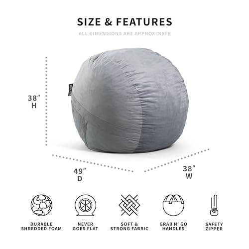 Big Joe Fuf Medium Foam Filled Bean Bag Chair with Removable Cover, Collegiate Green U640