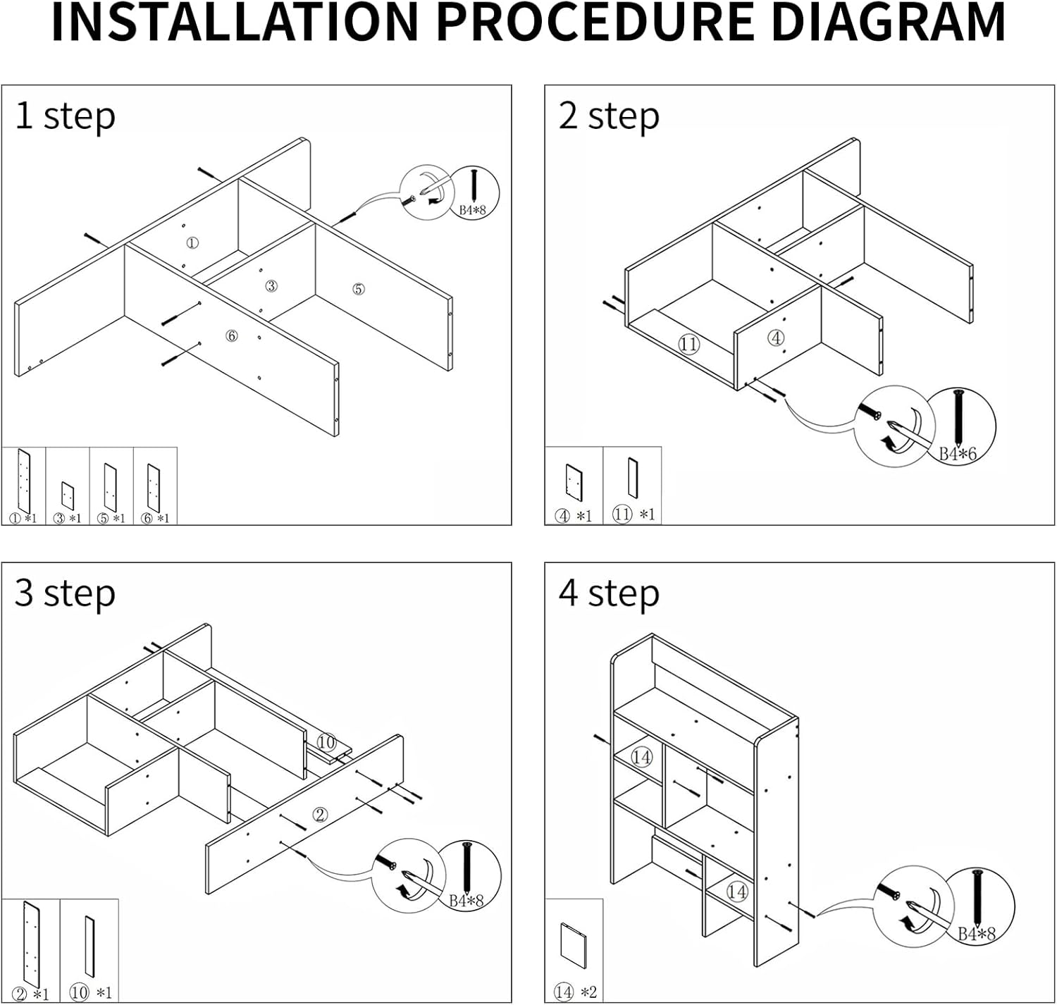 Desktop Shelf, Multilevel Bookshelf for Home Office I36024